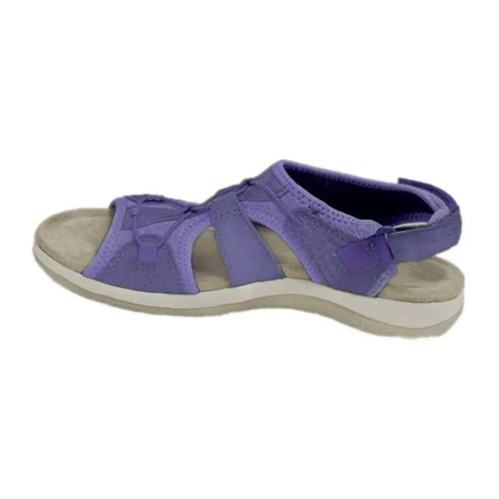 Sandalen Damen mit breiten Kreuzriemen Klettverschluss und offener Zehenpartie