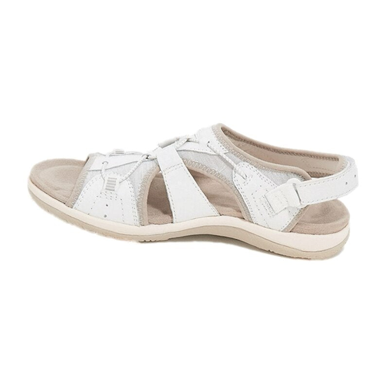 Sandalen Damen mit breiten Kreuzriemen Klettverschluss und offener Zehenpartie