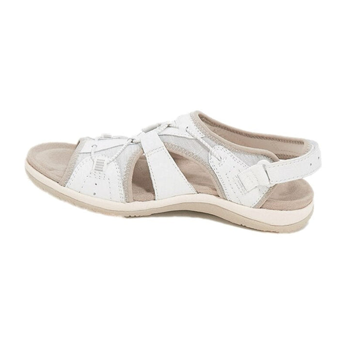Sandalen Damen mit breiten Kreuzriemen Klettverschluss und offener Zehenpartie