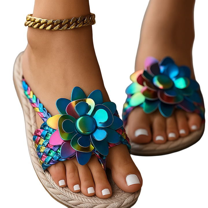 Sandalen Damen mit Geflochtenen Riemen und Zehensteg