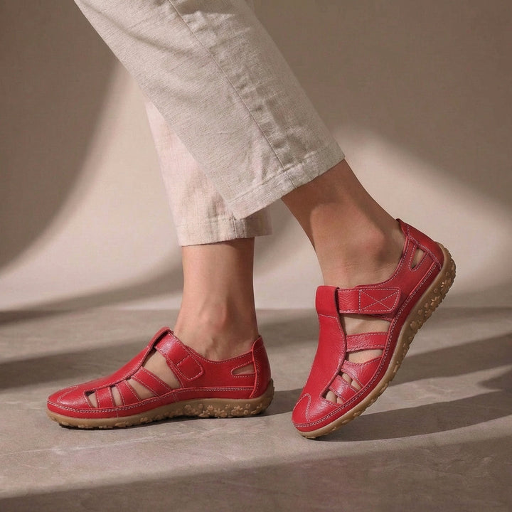Sandalen Damen mit Geschlossener Zehenpartie und Klettverschluss-Riemen