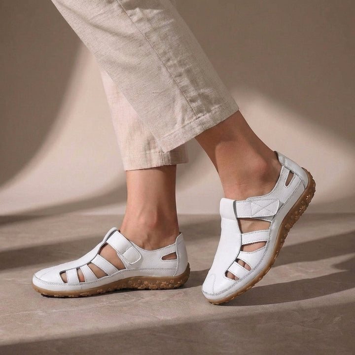 Sandalen Damen mit Geschlossener Zehenpartie und Klettverschluss-Riemen