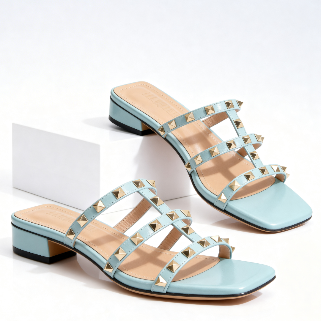 Sandalen Damen mit Nietenbesatz und Verstellbarem Riemen
