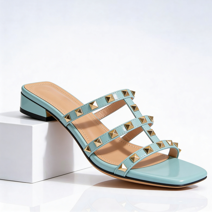 Sandalen Damen mit Nietenbesatz und Verstellbarem Riemen