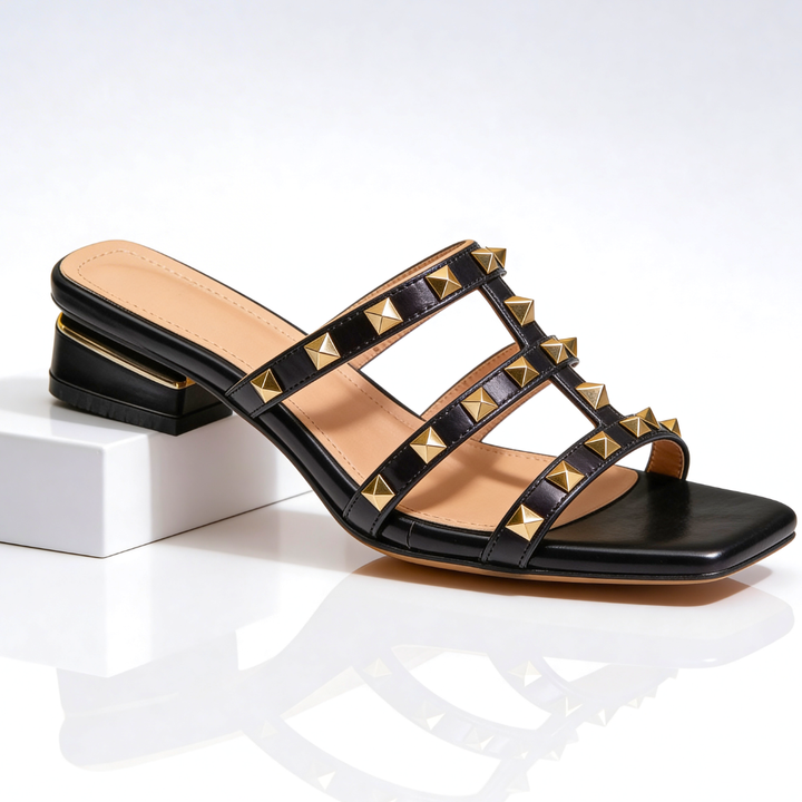 Sandalen Damen mit Nietenbesatz und Verstellbarem Riemen