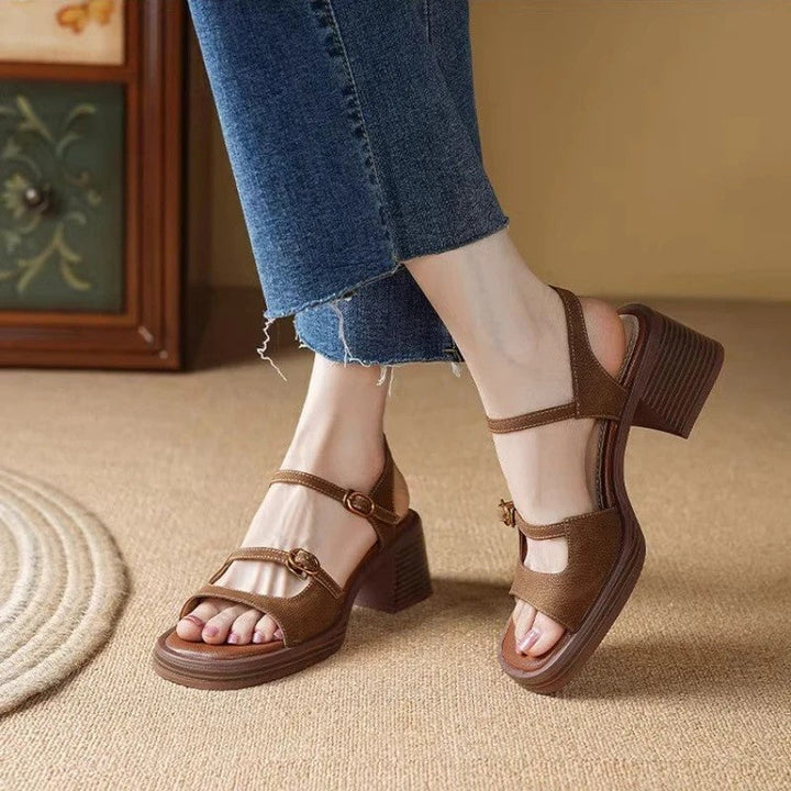 Sandalen Damen mit Plateausohle und Blockabsatz