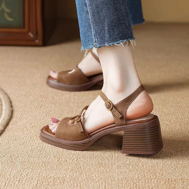 Sandalen Damen mit Plateausohle und Blockabsatz