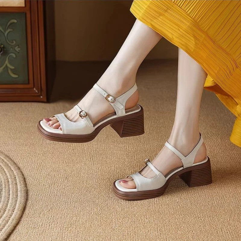 Sandalen Damen mit Plateausohle und Blockabsatz
