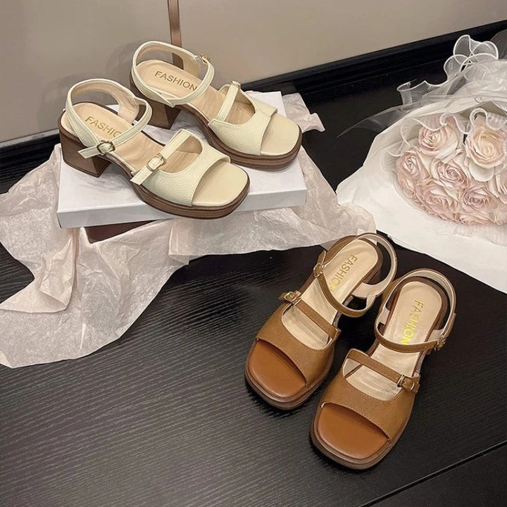 Sandalen Damen mit Plateausohle und Blockabsatz