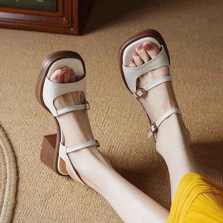 Sandalen Damen mit Plateausohle und Blockabsatz
