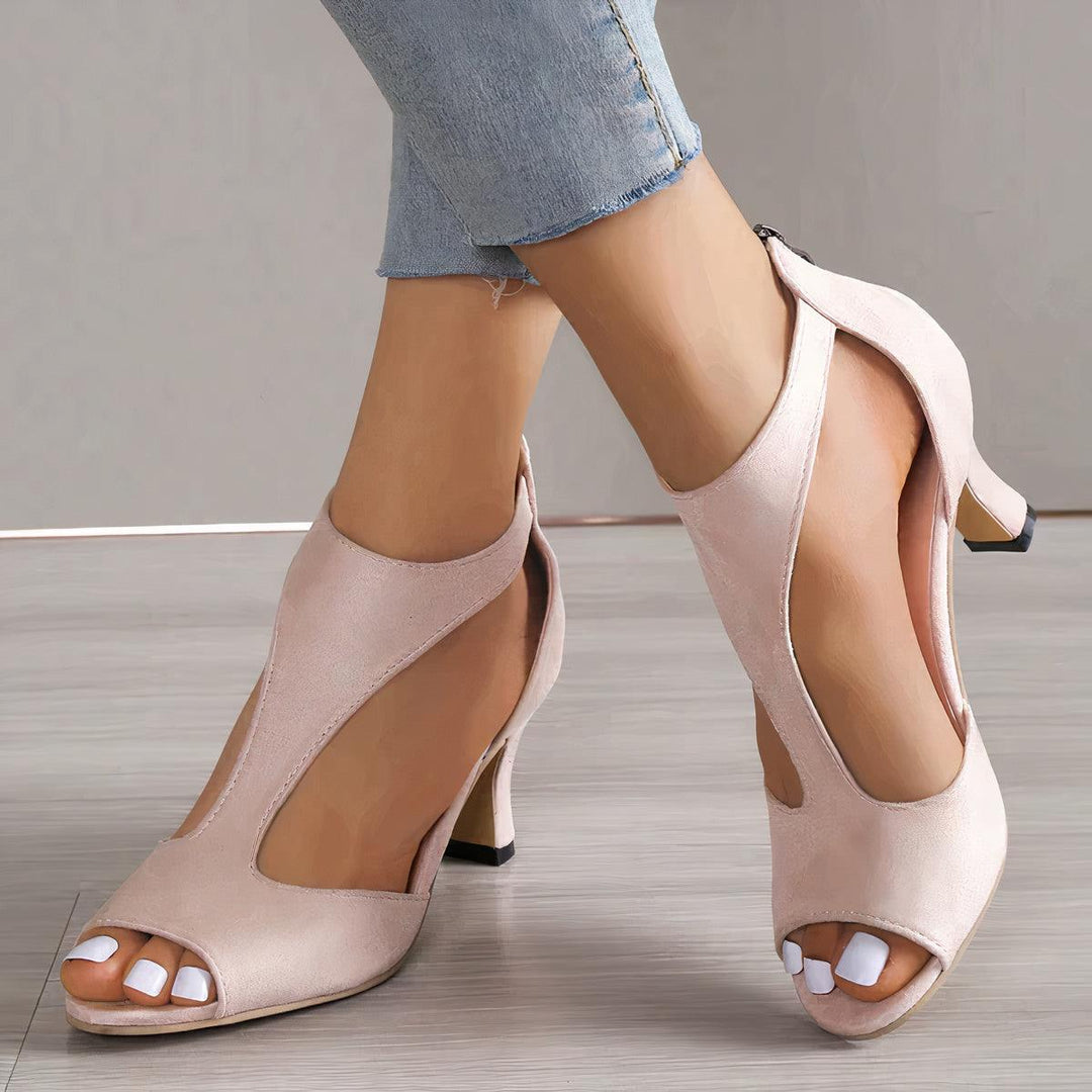 Sandalen Damen mit seitlichen Aussparungen und Reißverschluss