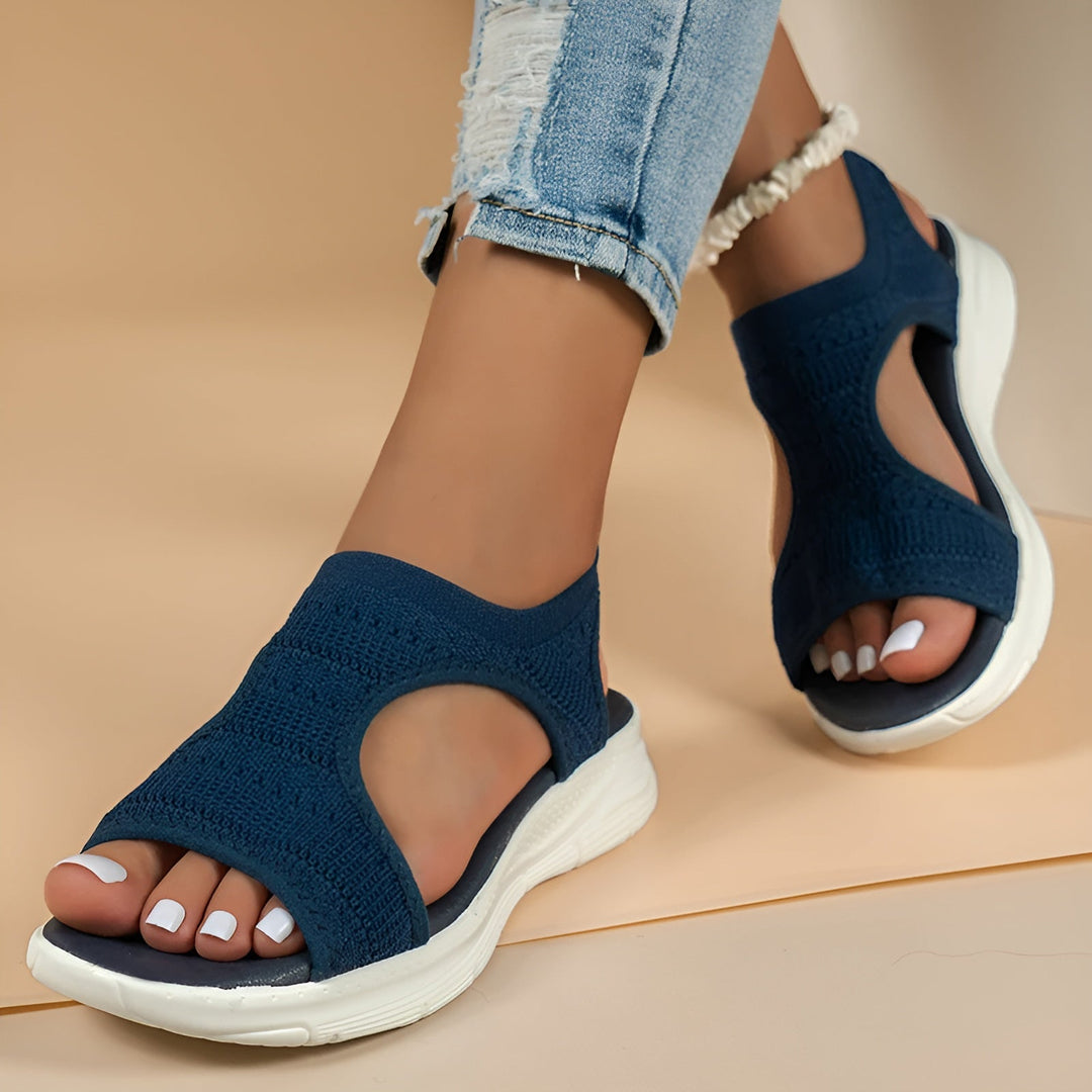 Sandalen Damen mit Strickband und offener Fersenpartie