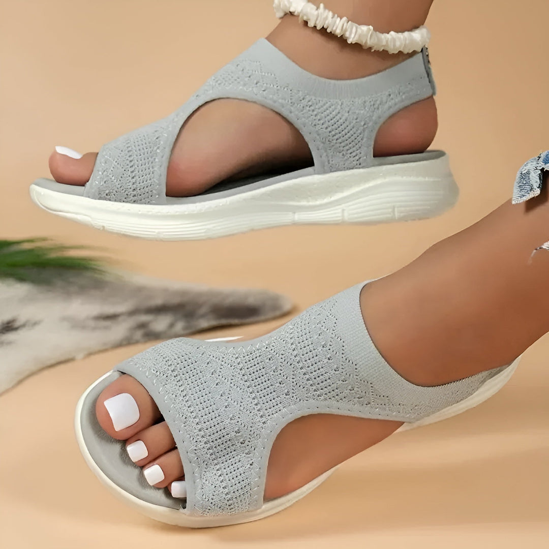 Sandalen Damen mit Strickband und offener Fersenpartie