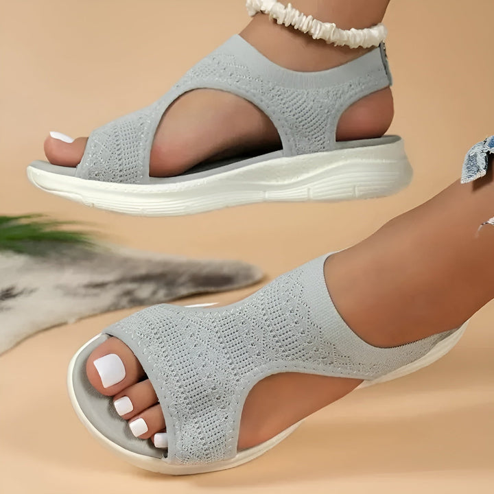Sandalen Damen mit Strickband und offener Fersenpartie