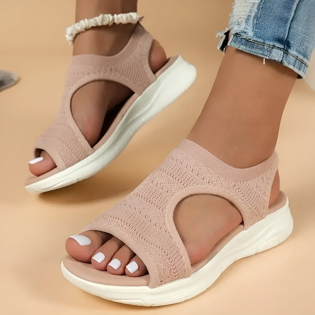 Sandalen Damen mit Strickband und offener Fersenpartie