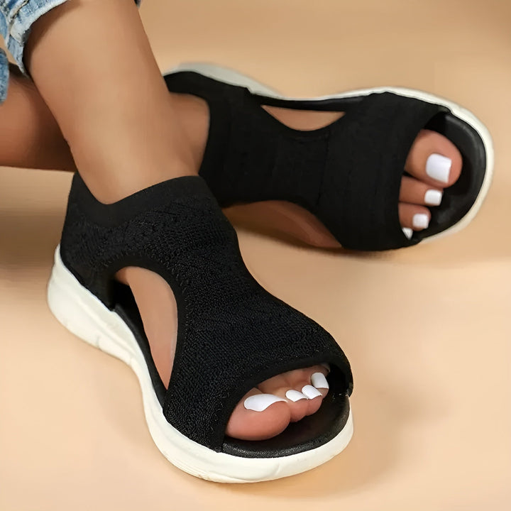 Sandalen Damen mit Strickband und offener Fersenpartie