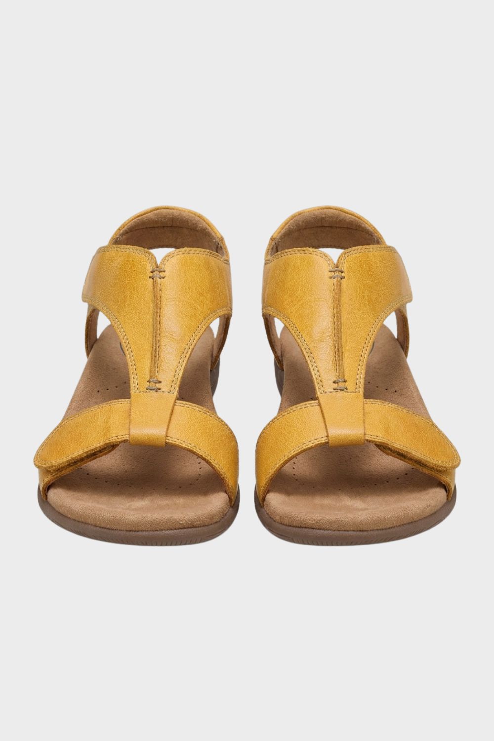 Sandalen Damen mit T-Steg und Klettverschluss-Riemen und Keilsohle