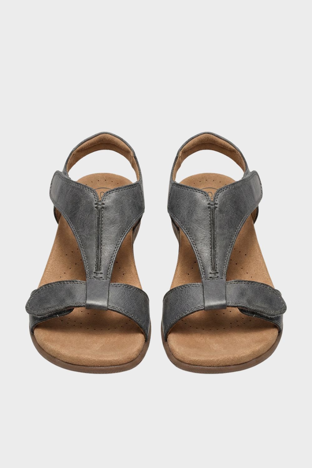 Sandalen Damen mit T-Steg und Klettverschluss-Riemen und Keilsohle