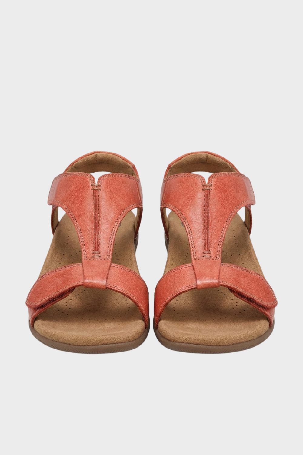 Sandalen Damen mit T-Steg und Klettverschluss-Riemen und Keilsohle