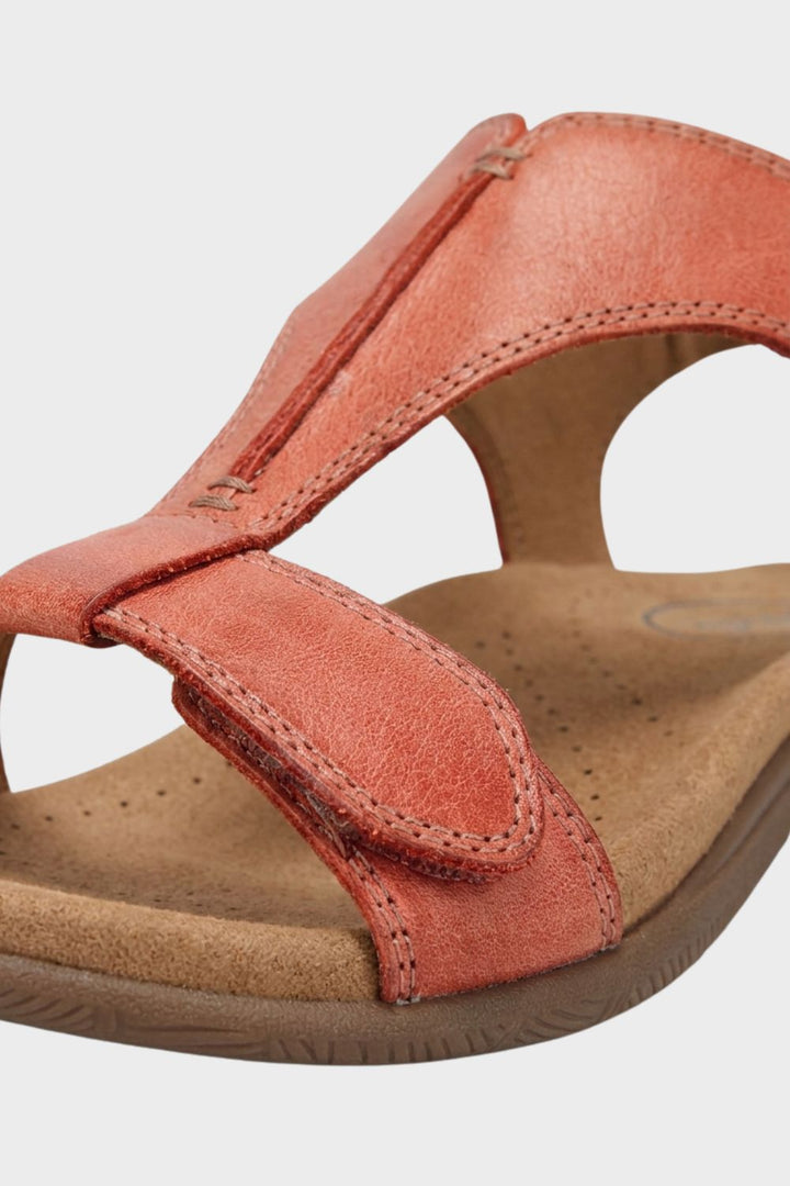 Sandalen Damen mit T-Steg und Klettverschluss-Riemen und Keilsohle