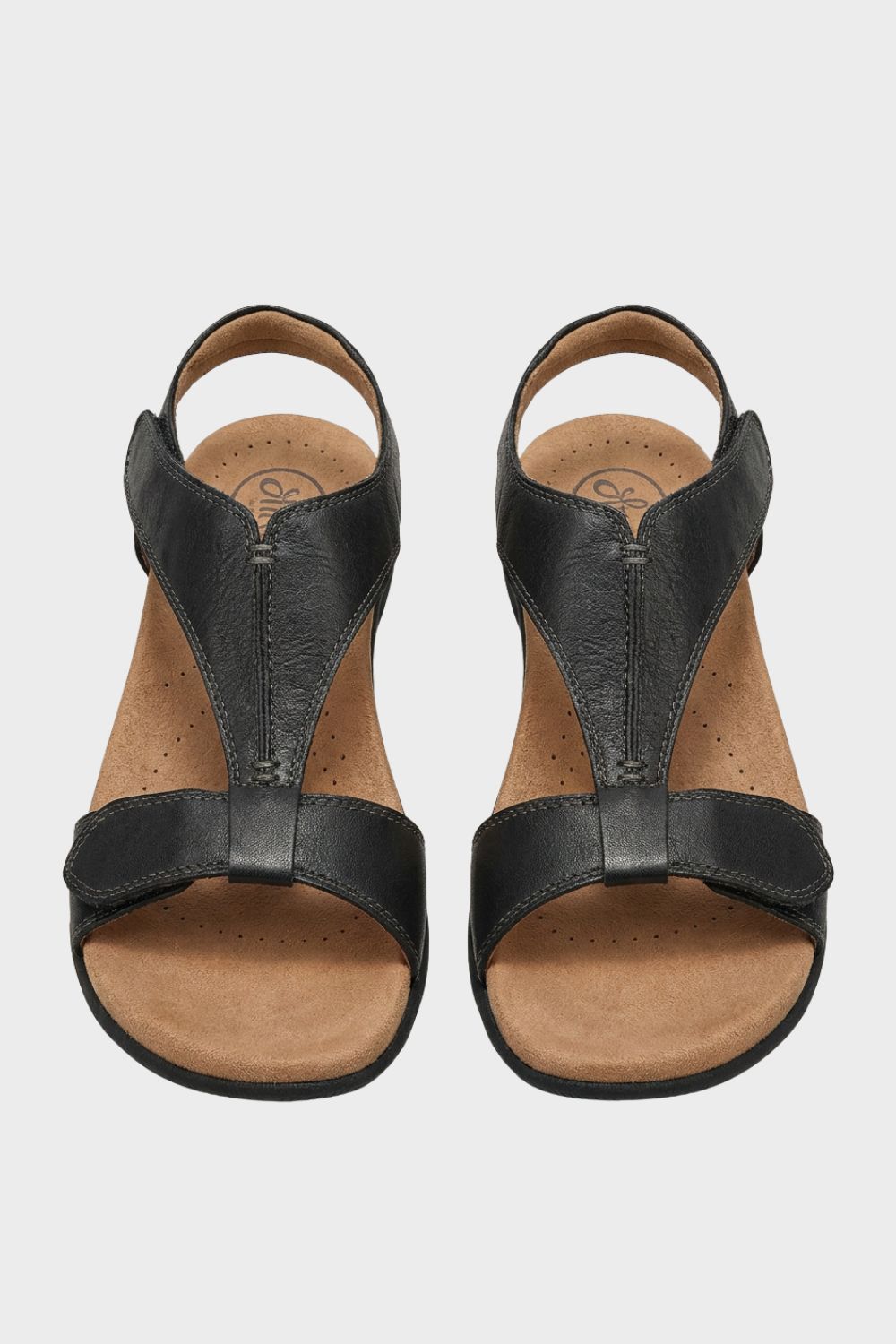 Sandalen Damen mit T-Steg und Klettverschluss-Riemen und Keilsohle