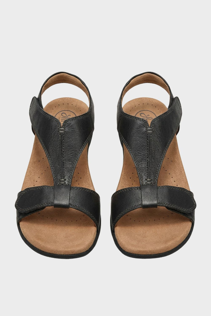 Sandalen Damen mit T-Steg und Klettverschluss-Riemen und Keilsohle