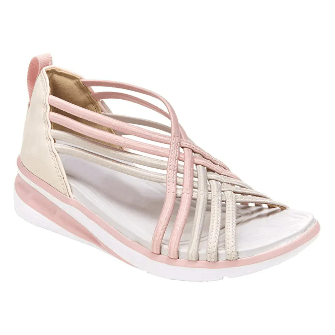 Sandalen Damen Riemchen-Sandalen mit Keilabsatz und Streifenmuster