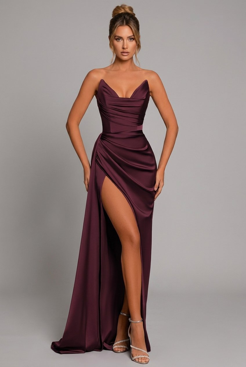 Serafina | Damen Trägerloses Maxi Abendkleid