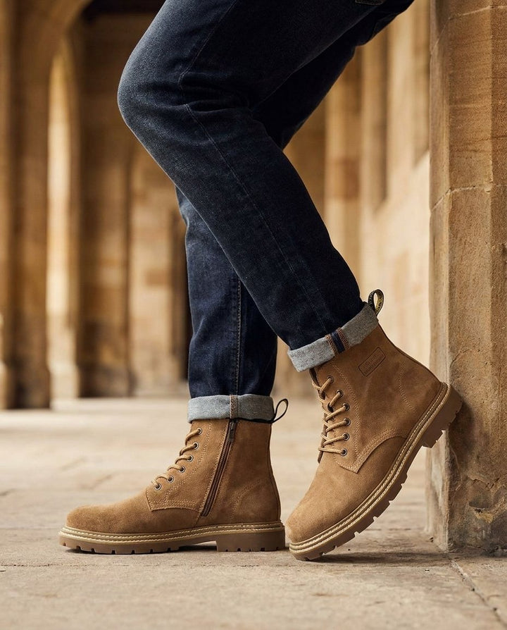 Herren Schnürstiefel mit Profilsohle – Hellbraun