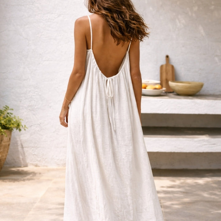 Sienna | Damen Leinen-Maxi-Trägerkleid