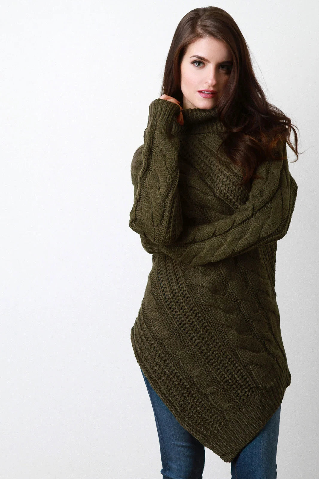 Sigrid | Damen Strickpullover mit Rollkragen und langen Ärmeln
