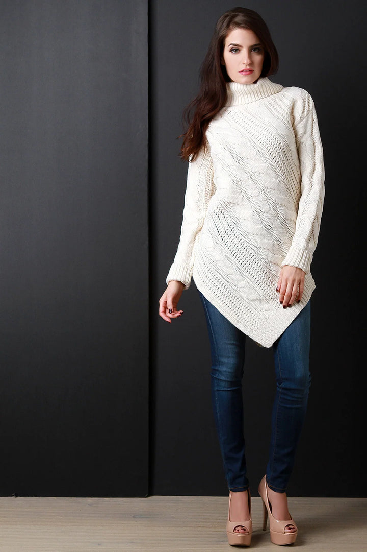Sigrid | Damen Strickpullover mit Rollkragen und langen Ärmeln