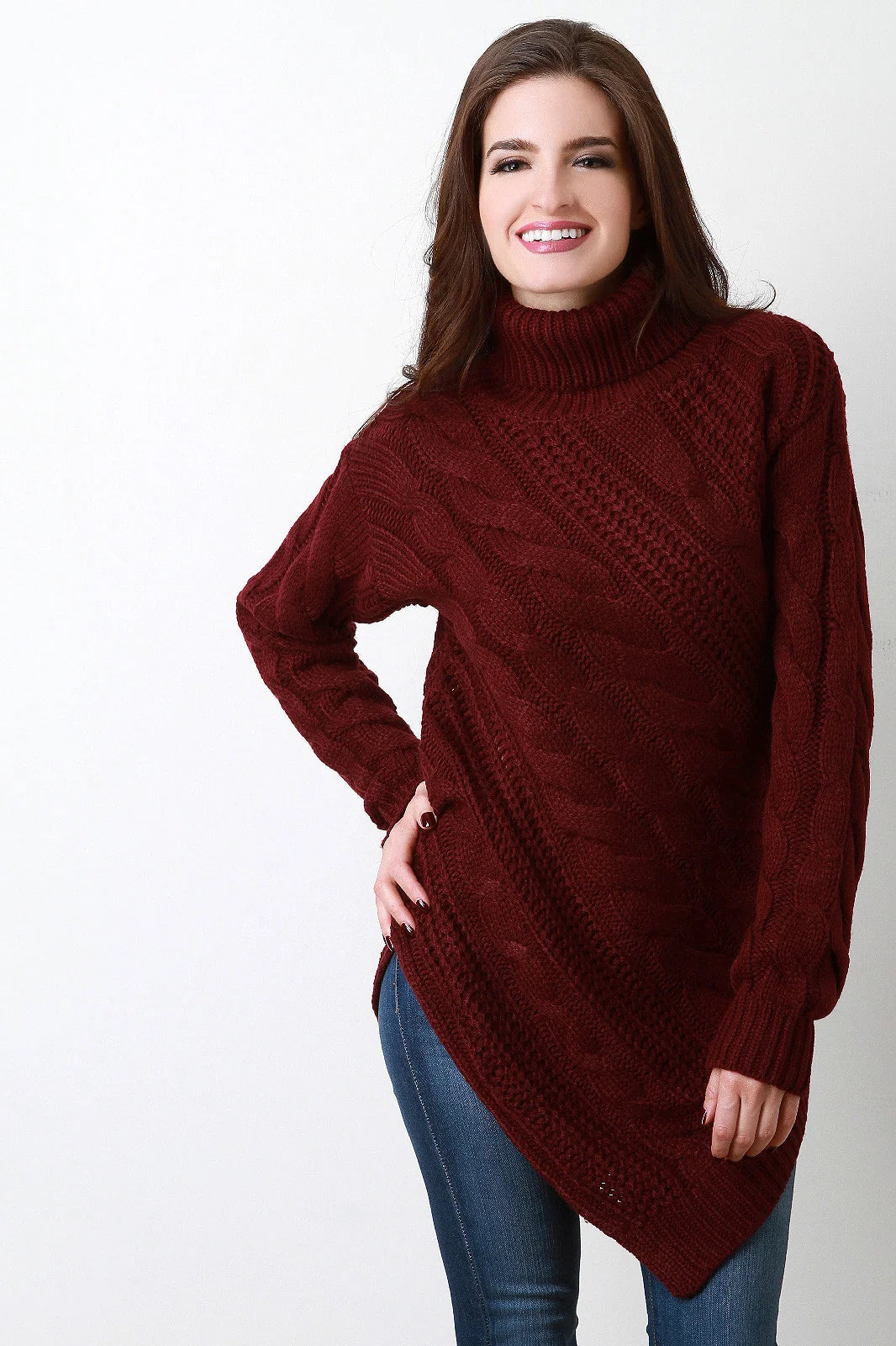 Sigrid | Damen Strickpullover mit Rollkragen und langen Ärmeln