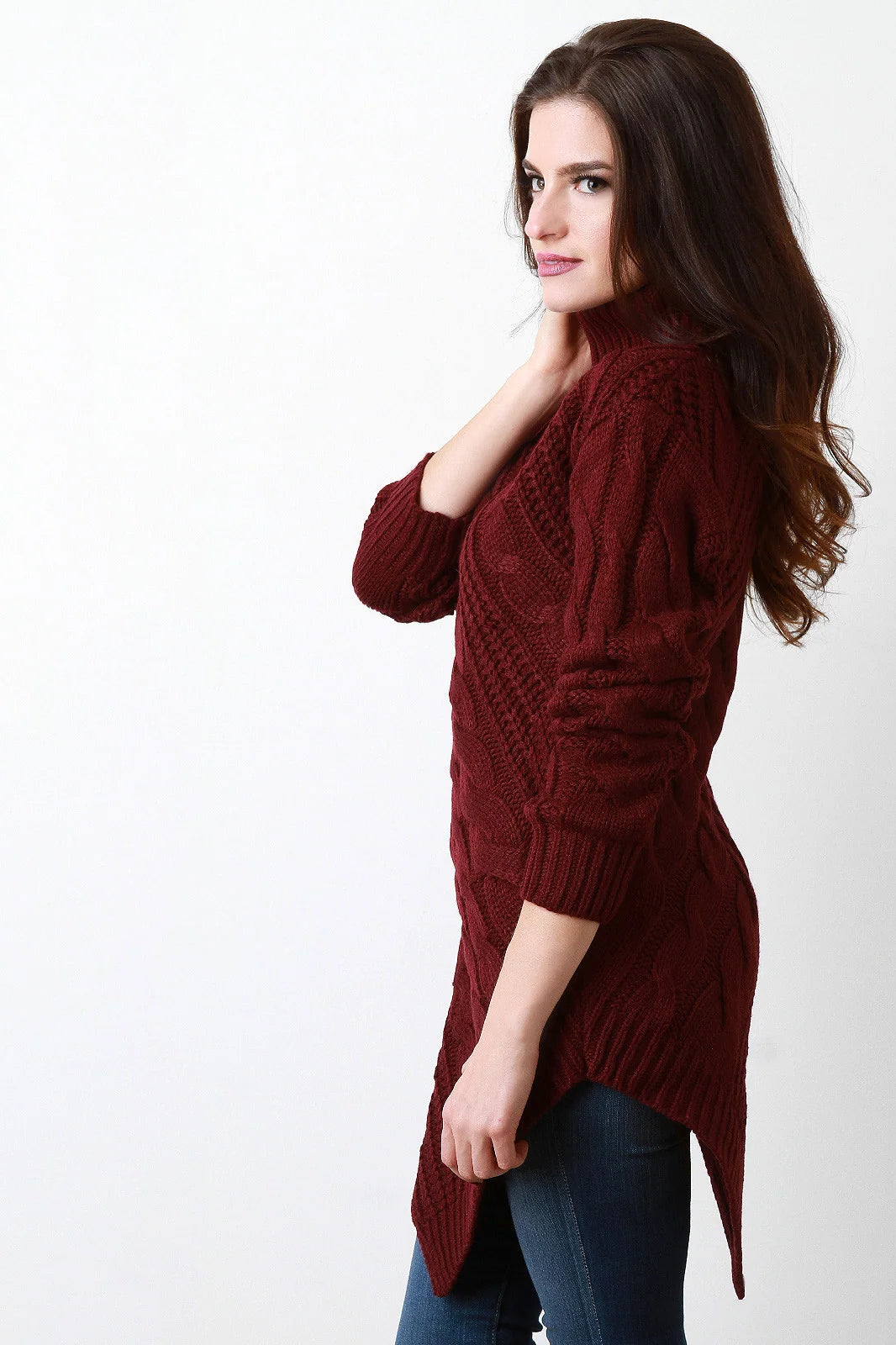 Sigrid | Damen Strickpullover mit Rollkragen und langen Ärmeln