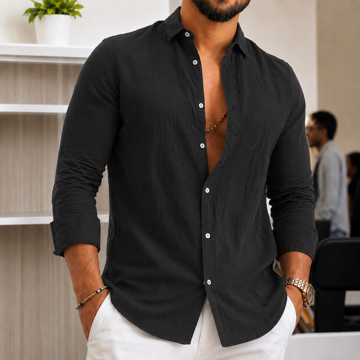 Silas | Herren Leichtes Leinenhemd Sommer