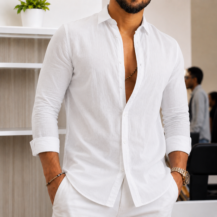 Silas | Herren Leichtes Leinenhemd Sommer
