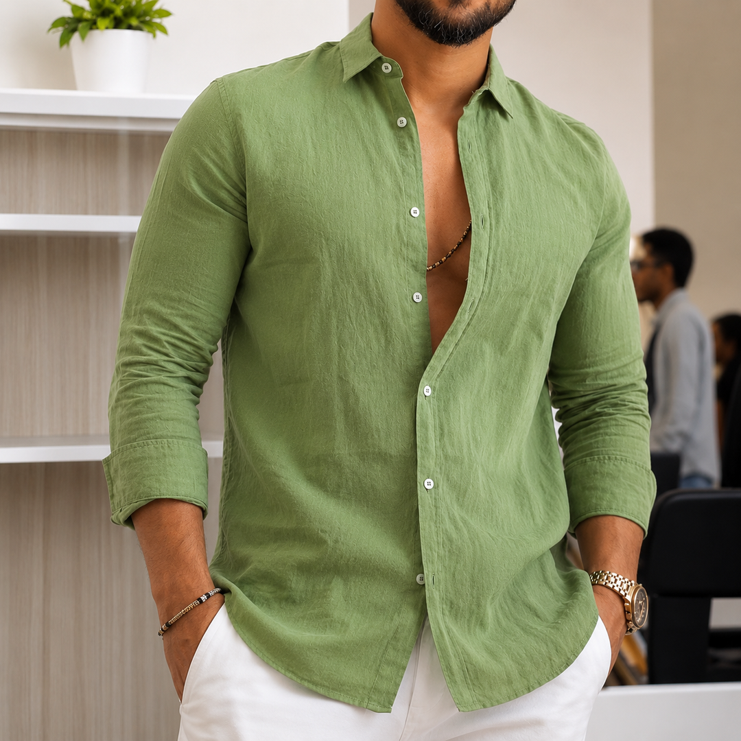 Silas | Herren Leichtes Leinenhemd Sommer