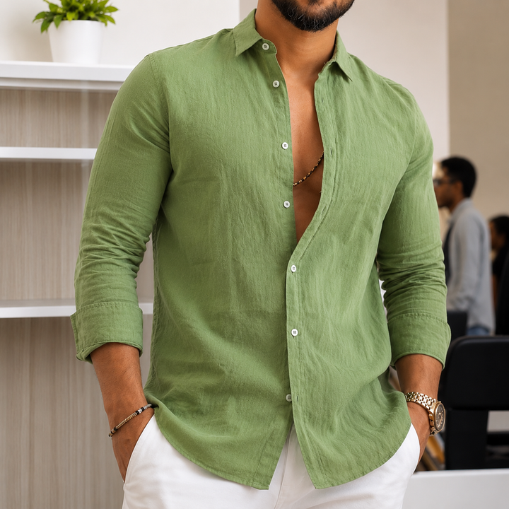 Silas | Herren Leichtes Leinenhemd Sommer