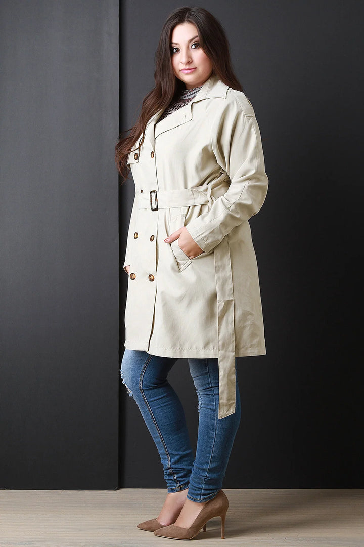 Silje | Damen leichter Trenchcoat mit Taillengürtel und langen Ärmeln