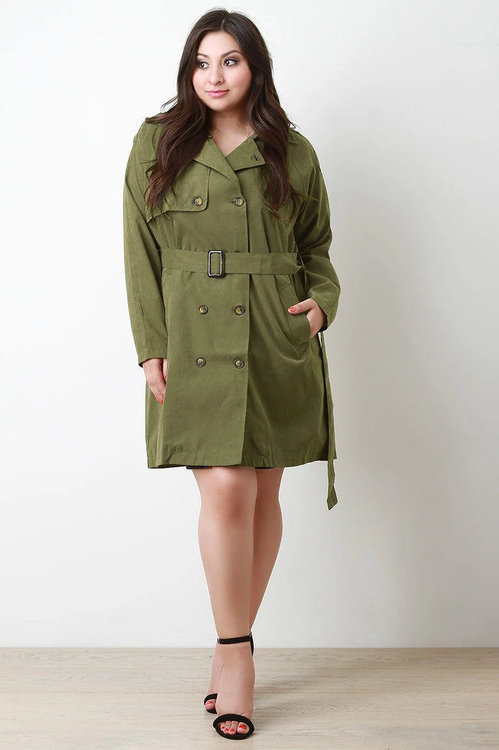 Silje | Damen leichter Trenchcoat mit Taillengürtel und langen Ärmeln