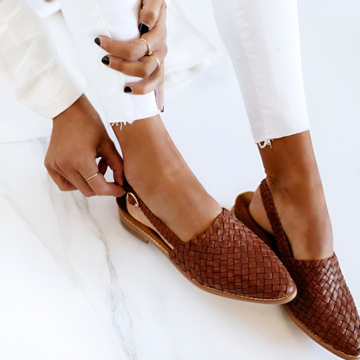 Slingpumps Damen mit gewebtem Obermaterial und Slingback-Riemen