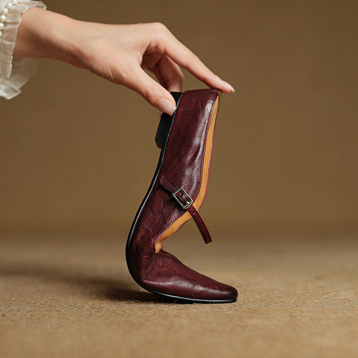 Slingpumps Damen mit Spitzer Zehenpartie Knöchelriemen und Niedrigem Absatz