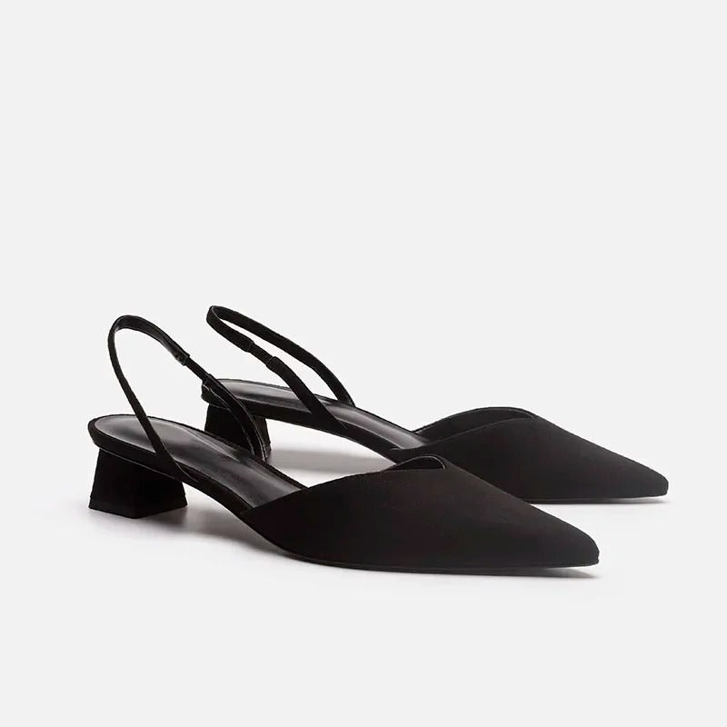 Slingpumps Damen mit spitzer Zehenpartie und Blockabsatz