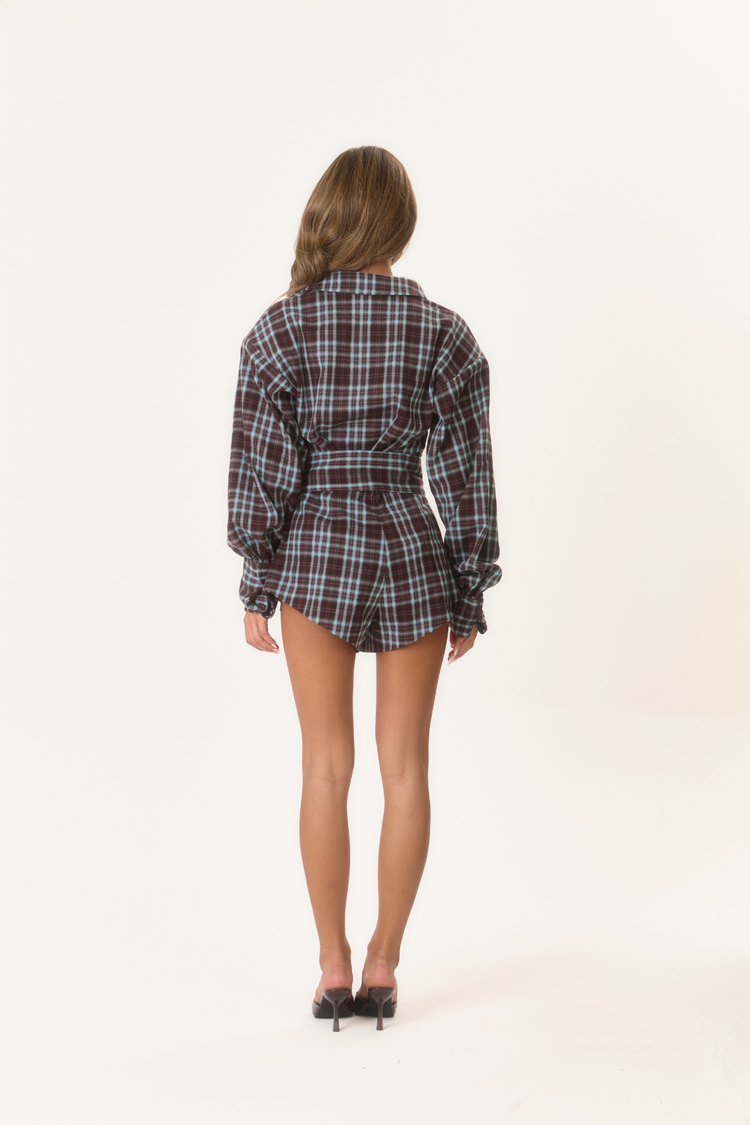 Smilla Damen Karobluse mit Schulterpolstern und taillierter Passform