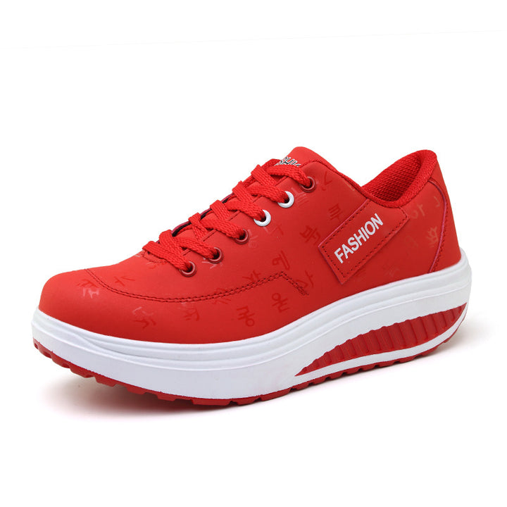 Sneaker Damen mit Schriftzeichenmuster und Keilsohle