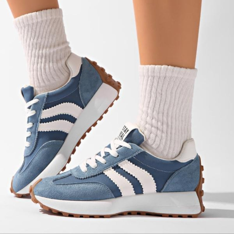 Sneaker Damen mit Streifenbesatz und dicker Sohle