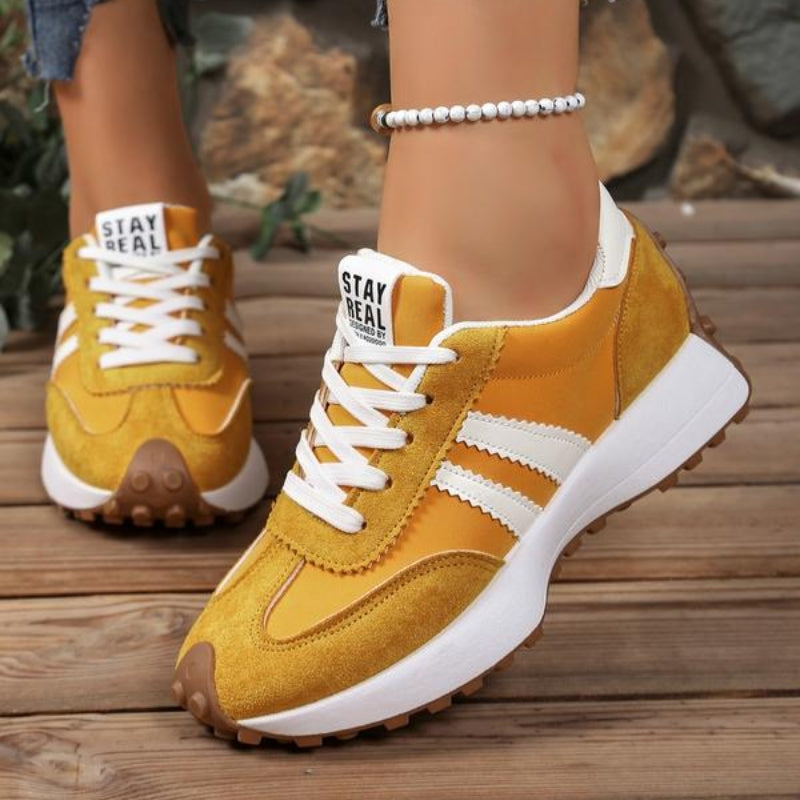 Sneaker Damen mit Streifenbesatz und dicker Sohle