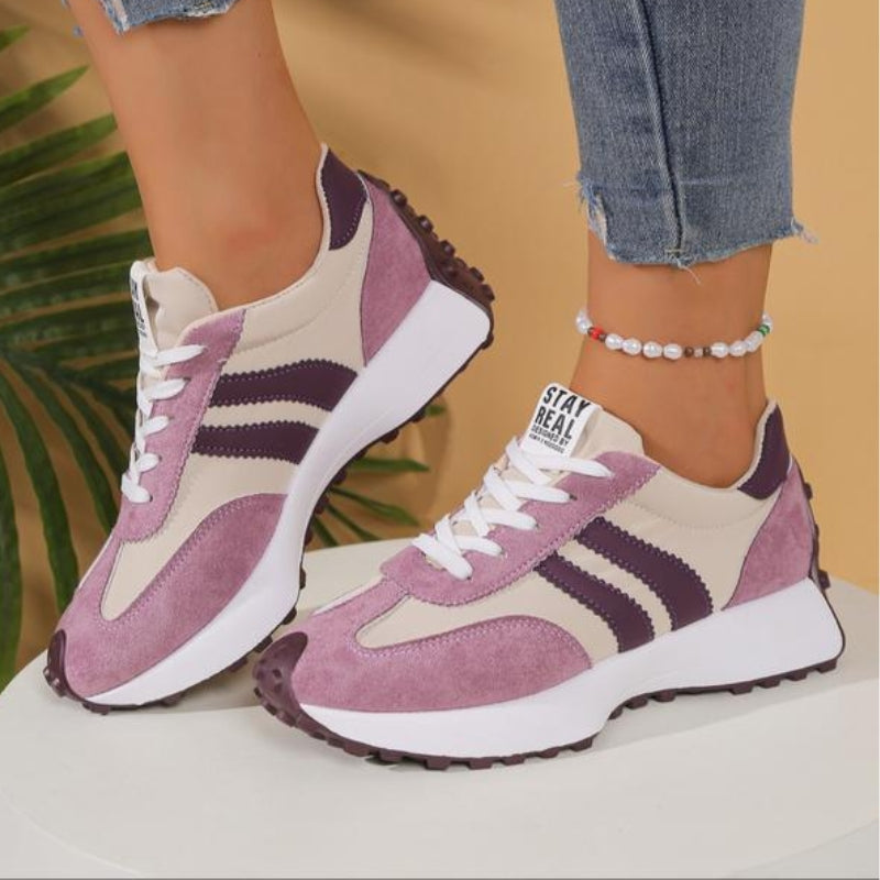 Sneaker Damen mit Streifenbesatz und dicker Sohle