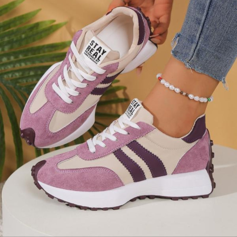 Sneaker Damen mit Streifenbesatz und dicker Sohle