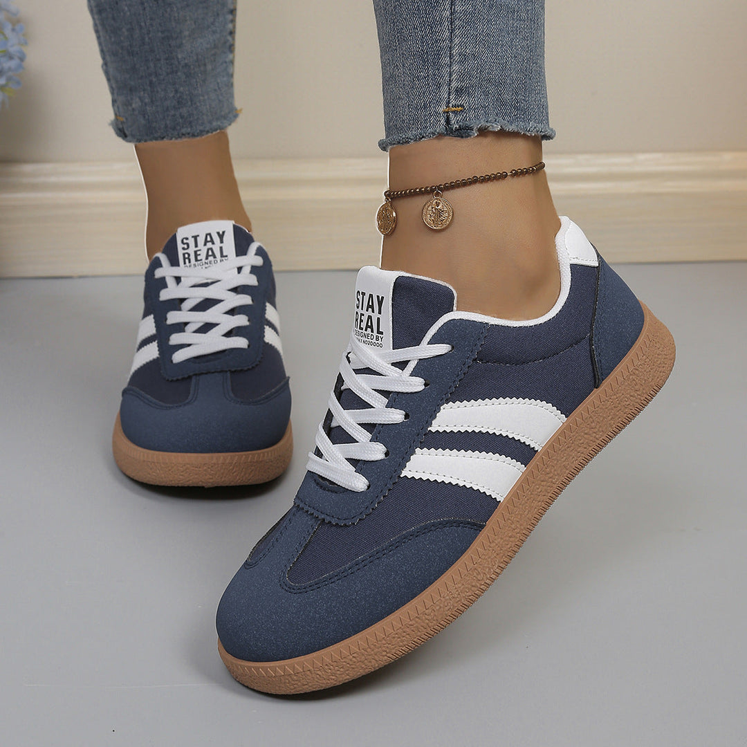 Sneaker Damen mit Streifenbesatz und Gummisohle